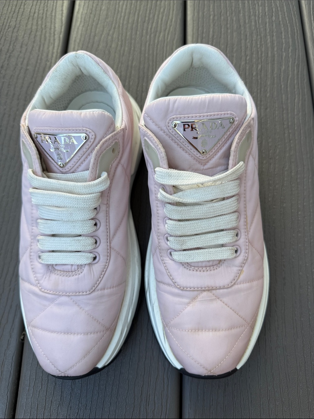 Prada - Pastel Pink Nylon Low-Top Sneakers - 36